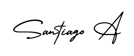 Transform the name Santiago A into a signature masterpiece using AmerikaSignatureDemo-Regular font. Ideal for photographers, artists, and creators looking for watermarks. Santiago A signature style 3 images and pictures png