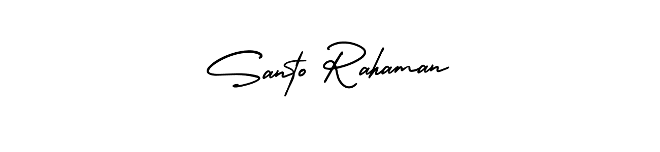 How to make Santo Rahaman signature? AmerikaSignatureDemo-Regular is a professional autograph style. Create handwritten signature for Santo Rahaman name. Santo Rahaman signature style 3 images and pictures png