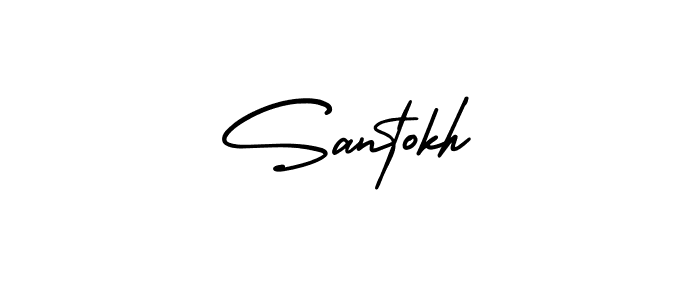 How to make Santokh name signature. Use AmerikaSignatureDemo-Regular style for creating short signs online. This is the latest handwritten sign. Santokh signature style 3 images and pictures png