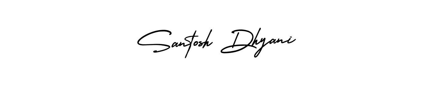 The best way (AmerikaSignatureDemo-Regular) to make a short signature is to pick only two or three words in your name. The name Santosh Dhyani include a total of six letters. For converting this name. Santosh Dhyani signature style 3 images and pictures png