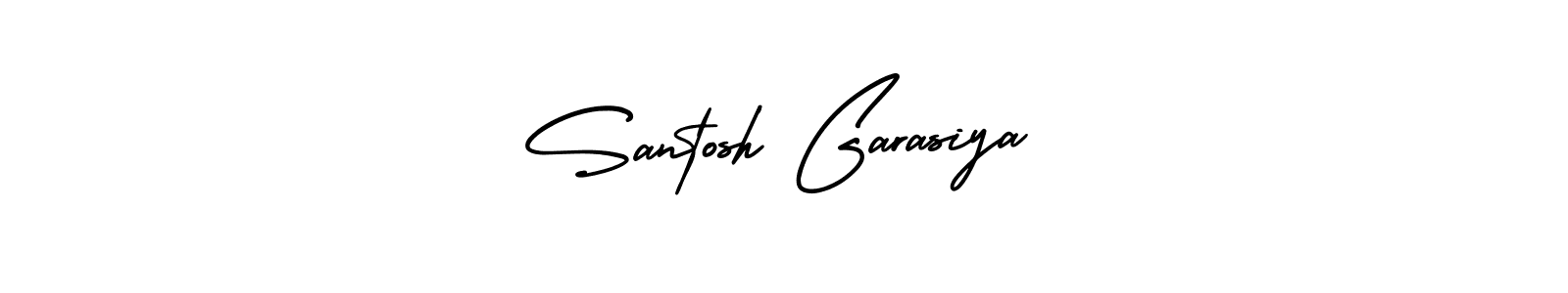 You should practise on your own different ways (AmerikaSignatureDemo-Regular) to write your name (Santosh Garasiya) in signature. don't let someone else do it for you. Santosh Garasiya signature style 3 images and pictures png