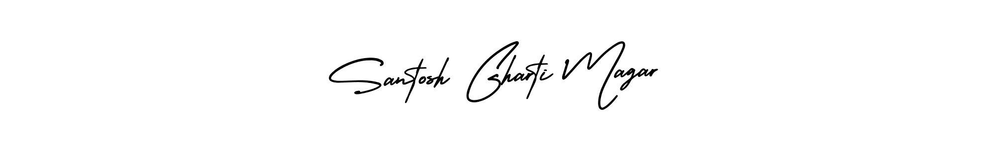 You should practise on your own different ways (AmerikaSignatureDemo-Regular) to write your name (Santosh Gharti Magar) in signature. don't let someone else do it for you. Santosh Gharti Magar signature style 3 images and pictures png