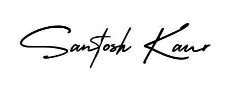 Personalize your online presence with Santosh Kaur signature rendered in elegant AmerikaSignatureDemo-Regular font. Great for website footers and blogs. Santosh Kaur signature style 3 images and pictures png