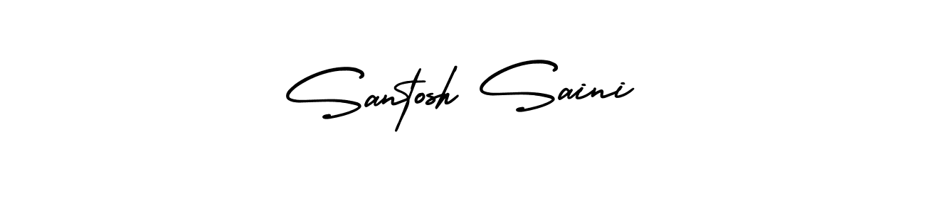 The best way (AmerikaSignatureDemo-Regular) to make a short signature is to pick only two or three words in your name. The name Santosh Saini include a total of six letters. For converting this name. Santosh Saini signature style 3 images and pictures png