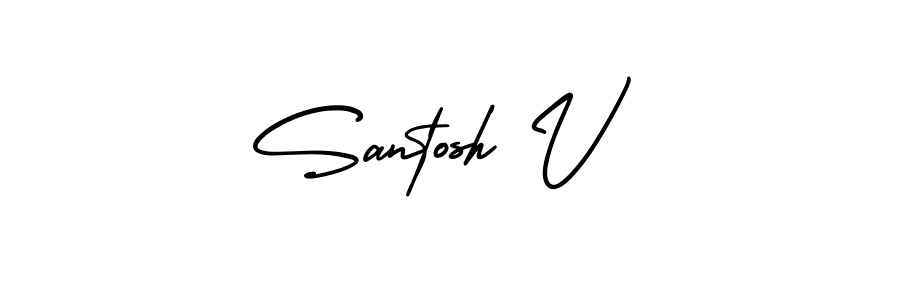 Make a beautiful signature design for name Santosh V. With this signature (AmerikaSignatureDemo-Regular) style, you can create a handwritten signature for free. Santosh V signature style 3 images and pictures png