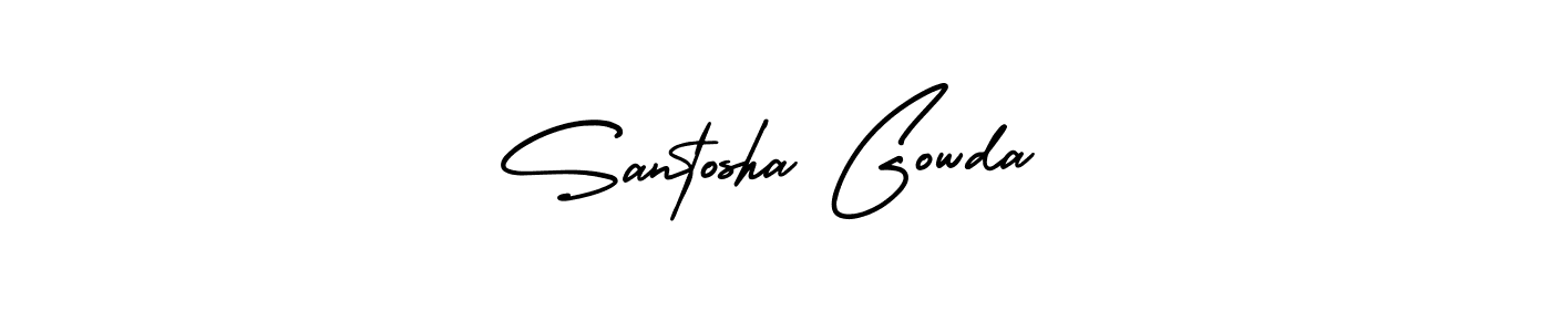 The best way (AmerikaSignatureDemo-Regular) to make a short signature is to pick only two or three words in your name. The name Santosha Gowda include a total of six letters. For converting this name. Santosha Gowda signature style 3 images and pictures png