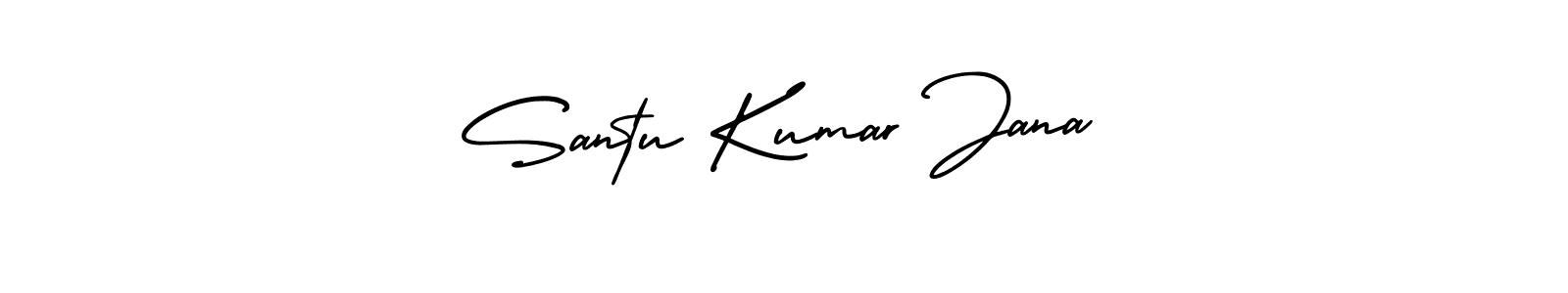 You should practise on your own different ways (AmerikaSignatureDemo-Regular) to write your name (Santu Kumar Jana) in signature. don't let someone else do it for you. Santu Kumar Jana signature style 3 images and pictures png