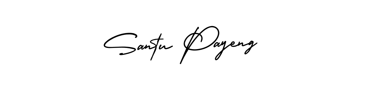 The best way (AmerikaSignatureDemo-Regular) to make a short signature is to pick only two or three words in your name. The name Santu Payeng include a total of six letters. For converting this name. Santu Payeng signature style 3 images and pictures png