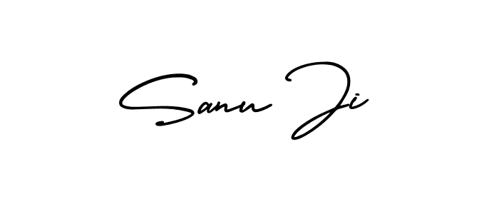 You should practise on your own different ways (AmerikaSignatureDemo-Regular) to write your name (Sanu Ji) in signature. don't let someone else do it for you. Sanu Ji signature style 3 images and pictures png