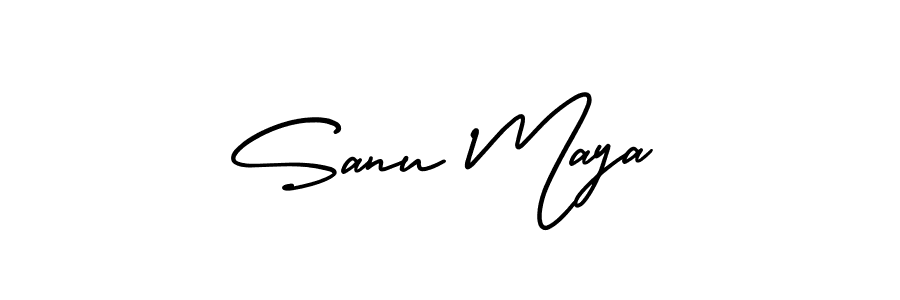 How to make Sanu Maya name signature. Use AmerikaSignatureDemo-Regular style for creating short signs online. This is the latest handwritten sign. Sanu Maya signature style 3 images and pictures png