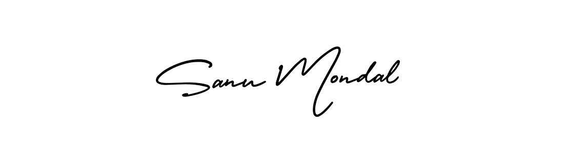 You should practise on your own different ways (AmerikaSignatureDemo-Regular) to write your name (Sanu Mondal) in signature. don't let someone else do it for you. Sanu Mondal signature style 3 images and pictures png