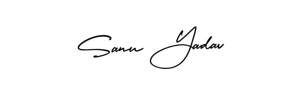 You should practise on your own different ways (AmerikaSignatureDemo-Regular) to write your name (Sanu Yadav) in signature. don't let someone else do it for you. Sanu Yadav signature style 3 images and pictures png