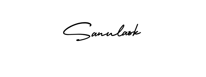 You should practise on your own different ways (AmerikaSignatureDemo-Regular) to write your name (Sanulask) in signature. don't let someone else do it for you. Sanulask signature style 3 images and pictures png