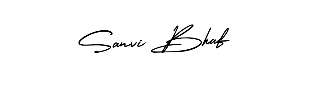 You should practise on your own different ways (AmerikaSignatureDemo-Regular) to write your name (Sanvi Bhaf) in signature. don't let someone else do it for you. Sanvi Bhaf signature style 3 images and pictures png