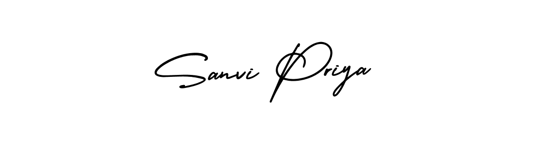 How to make Sanvi Priya name signature. Use AmerikaSignatureDemo-Regular style for creating short signs online. This is the latest handwritten sign. Sanvi Priya signature style 3 images and pictures png