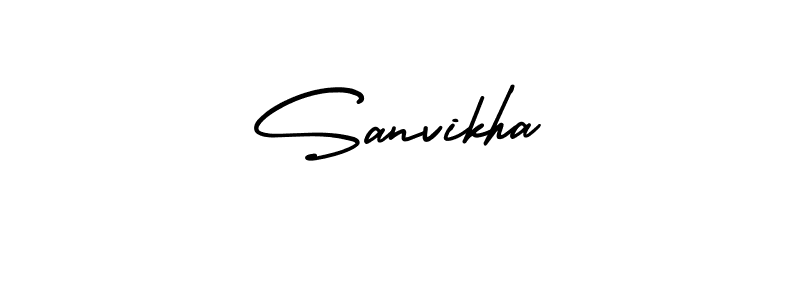 Sanvikha stylish signature style. Best Handwritten Sign (AmerikaSignatureDemo-Regular) for my name. Handwritten Signature Collection Ideas for my name Sanvikha. Sanvikha signature style 3 images and pictures png