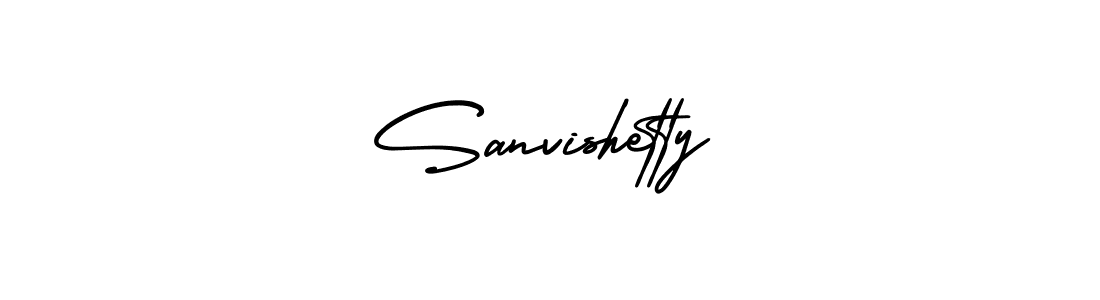 How to make Sanvishetty name signature. Use AmerikaSignatureDemo-Regular style for creating short signs online. This is the latest handwritten sign. Sanvishetty signature style 3 images and pictures png