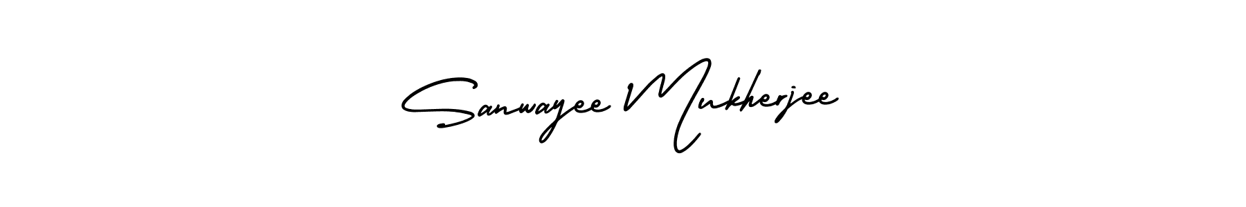 How to Draw Sanwayee Mukherjee signature style? AmerikaSignatureDemo-Regular is a latest design signature styles for name Sanwayee Mukherjee. Sanwayee Mukherjee signature style 3 images and pictures png