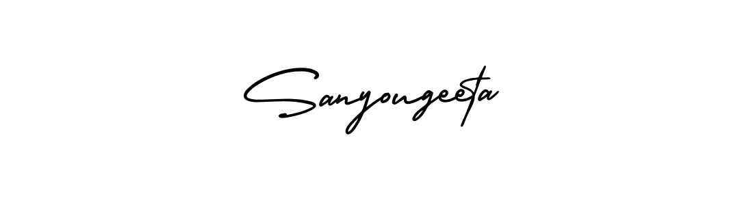 The best way (AmerikaSignatureDemo-Regular) to make a short signature is to pick only two or three words in your name. The name Sanyougeeta include a total of six letters. For converting this name. Sanyougeeta signature style 3 images and pictures png
