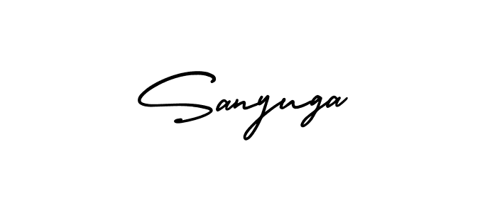 The best way (AmerikaSignatureDemo-Regular) to make a short signature is to pick only two or three words in your name. The name Sanyuga include a total of six letters. For converting this name. Sanyuga signature style 3 images and pictures png