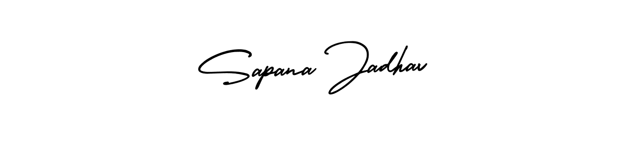 The best way (AmerikaSignatureDemo-Regular) to make a short signature is to pick only two or three words in your name. The name Sapana Jadhav include a total of six letters. For converting this name. Sapana Jadhav signature style 3 images and pictures png