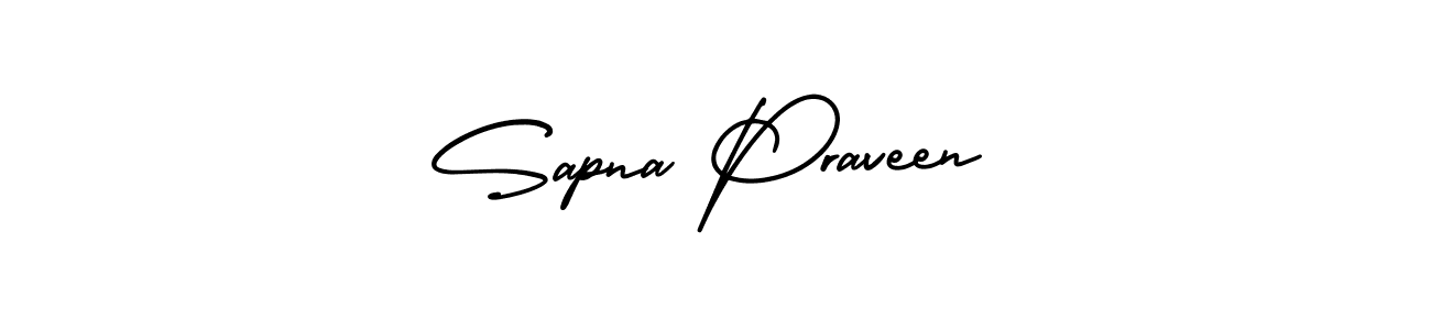 How to make Sapna Praveen name signature. Use AmerikaSignatureDemo-Regular style for creating short signs online. This is the latest handwritten sign. Sapna Praveen signature style 3 images and pictures png