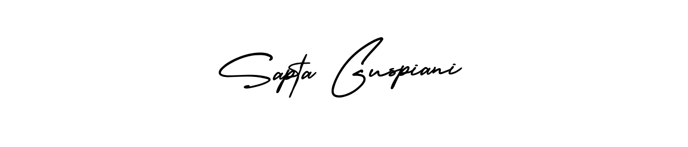 How to make Sapta Guspiani signature? AmerikaSignatureDemo-Regular is a professional autograph style. Create handwritten signature for Sapta Guspiani name. Sapta Guspiani signature style 3 images and pictures png