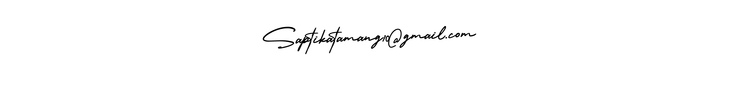 You should practise on your own different ways (AmerikaSignatureDemo-Regular) to write your name (Saptikatamang10@gmail.com) in signature. don't let someone else do it for you. Saptikatamang10@gmail.com signature style 3 images and pictures png