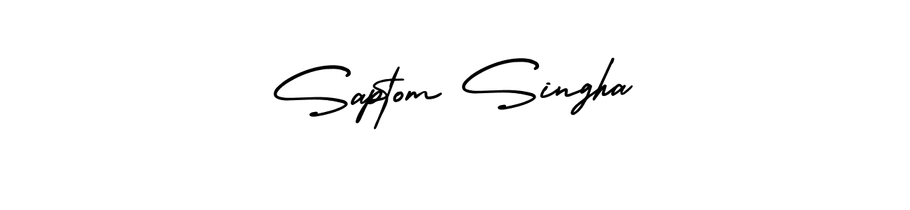The best way (AmerikaSignatureDemo-Regular) to make a short signature is to pick only two or three words in your name. The name Saptom Singha include a total of six letters. For converting this name. Saptom Singha signature style 3 images and pictures png
