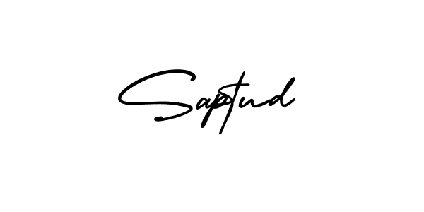 You should practise on your own different ways (AmerikaSignatureDemo-Regular) to write your name (Saptud) in signature. don't let someone else do it for you. Saptud signature style 3 images and pictures png