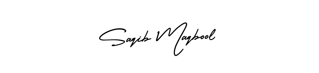 Use a signature maker to create a handwritten signature online. With this signature software, you can design (AmerikaSignatureDemo-Regular) your own signature for name Saqib Maqbool. Saqib Maqbool signature style 3 images and pictures png