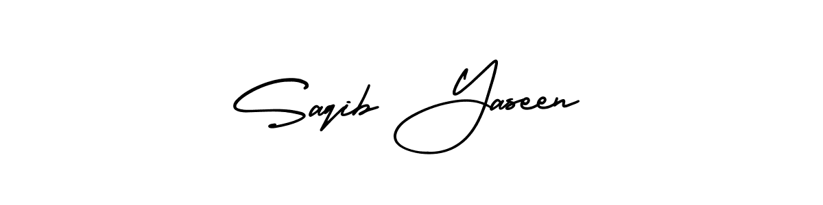 This is the best signature style for the Saqib Yaseen name. Also you like these signature font (AmerikaSignatureDemo-Regular). Mix name signature. Saqib Yaseen signature style 3 images and pictures png