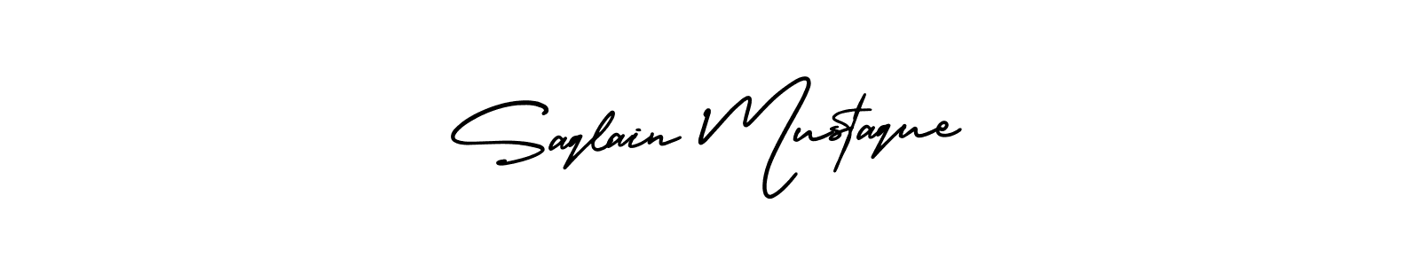 Saqlain Mustaque stylish signature style. Best Handwritten Sign (AmerikaSignatureDemo-Regular) for my name. Handwritten Signature Collection Ideas for my name Saqlain Mustaque. Saqlain Mustaque signature style 3 images and pictures png