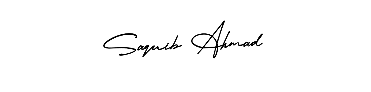 This is the best signature style for the Saquib Ahmad name. Also you like these signature font (AmerikaSignatureDemo-Regular). Mix name signature. Saquib Ahmad signature style 3 images and pictures png