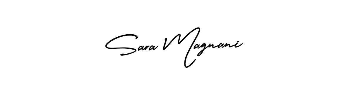 AmerikaSignatureDemo-Regular is a professional signature style that is perfect for those who want to add a touch of class to their signature. It is also a great choice for those who want to make their signature more unique. Get Sara Magnani name to fancy signature for free. Sara Magnani signature style 3 images and pictures png