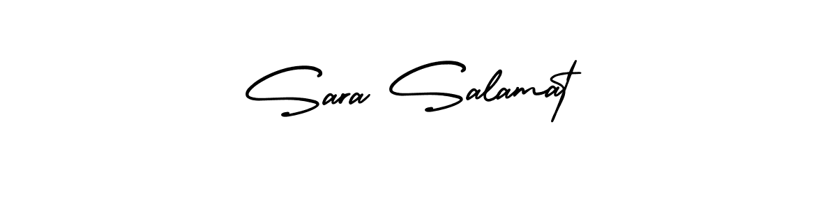 You should practise on your own different ways (AmerikaSignatureDemo-Regular) to write your name (Sara Salamat) in signature. don't let someone else do it for you. Sara Salamat signature style 3 images and pictures png