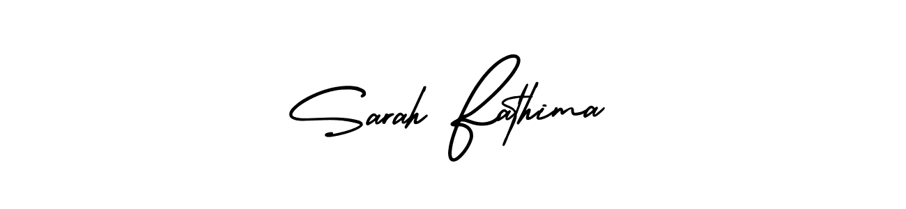 How to make Sarah Fathima name signature. Use AmerikaSignatureDemo-Regular style for creating short signs online. This is the latest handwritten sign. Sarah Fathima signature style 3 images and pictures png