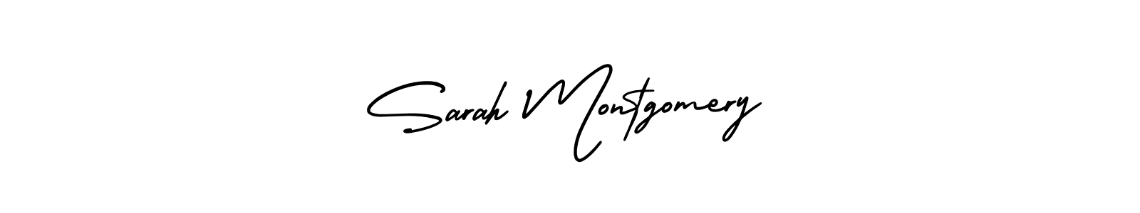 You should practise on your own different ways (AmerikaSignatureDemo-Regular) to write your name (Sarah Montgomery) in signature. don't let someone else do it for you. Sarah Montgomery signature style 3 images and pictures png