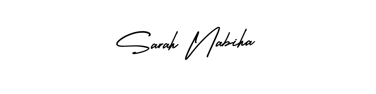 How to make Sarah Nabiha name signature. Use AmerikaSignatureDemo-Regular style for creating short signs online. This is the latest handwritten sign. Sarah Nabiha signature style 3 images and pictures png