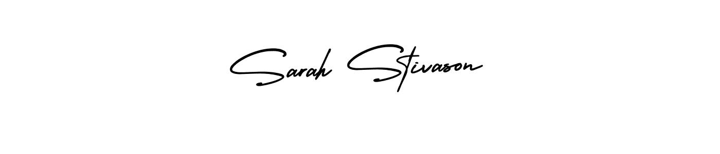 You should practise on your own different ways (AmerikaSignatureDemo-Regular) to write your name (Sarah Stivason) in signature. don't let someone else do it for you. Sarah Stivason signature style 3 images and pictures png