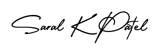 A stylish, flowing autograph style designed for name Saral K Patel using AmerikaSignatureDemo-Regular typography. Perfect for digital creative projects. Saral K Patel signature style 3 images and pictures png