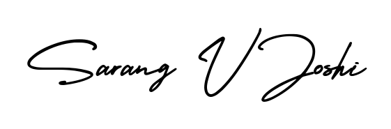 You should practise on your own different ways (AmerikaSignatureDemo-Regular) to write your name (Sarang V Joshi) in signature. Don't let someone else do it for you. Sarang V Joshi signature style 3 images and pictures png