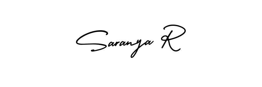 Use a signature maker to create a handwritten signature online. With this signature software, you can design (AmerikaSignatureDemo-Regular) your own signature for name Saranya R. Saranya R signature style 3 images and pictures png