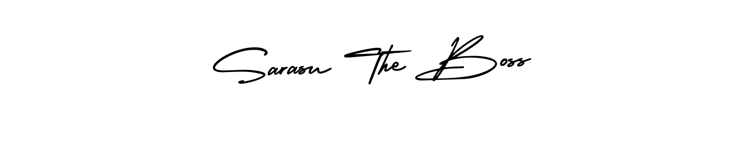 Sarasu The Boss stylish signature style. Best Handwritten Sign (AmerikaSignatureDemo-Regular) for my name. Handwritten Signature Collection Ideas for my name Sarasu The Boss. Sarasu The Boss signature style 3 images and pictures png