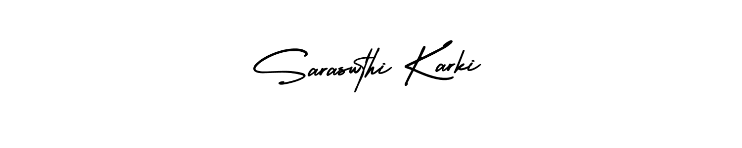 How to make Saraswthi Karki signature? AmerikaSignatureDemo-Regular is a professional autograph style. Create handwritten signature for Saraswthi Karki name. Saraswthi Karki signature style 3 images and pictures png