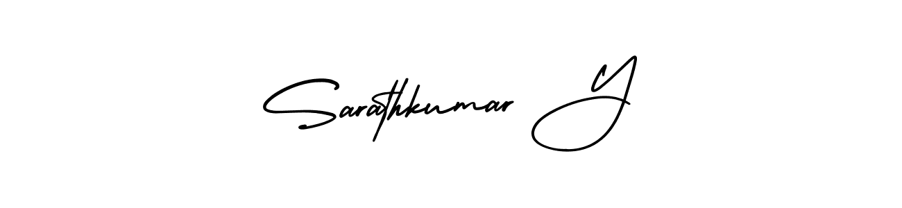 You should practise on your own different ways (AmerikaSignatureDemo-Regular) to write your name (Sarathkumar Y) in signature. don't let someone else do it for you. Sarathkumar Y signature style 3 images and pictures png