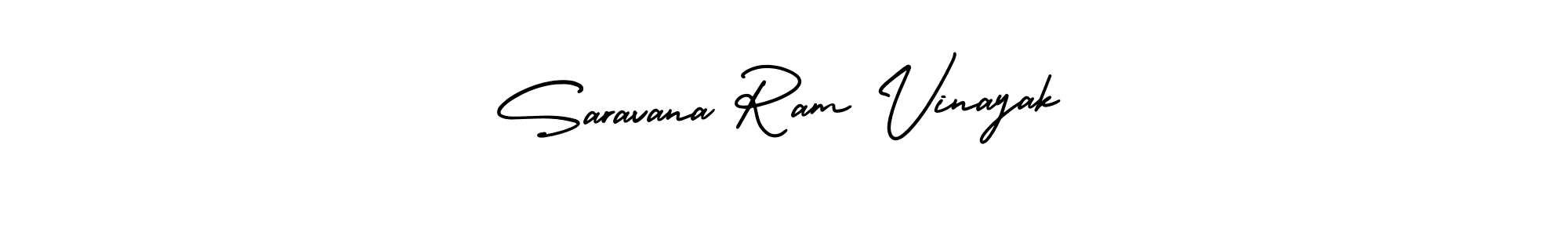 You should practise on your own different ways (AmerikaSignatureDemo-Regular) to write your name (Saravana Ram Vinayak) in signature. don't let someone else do it for you. Saravana Ram Vinayak signature style 3 images and pictures png