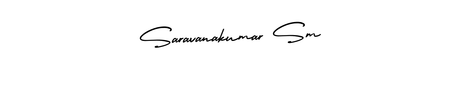 How to make Saravanakumar Sm name signature. Use AmerikaSignatureDemo-Regular style for creating short signs online. This is the latest handwritten sign. Saravanakumar Sm signature style 3 images and pictures png