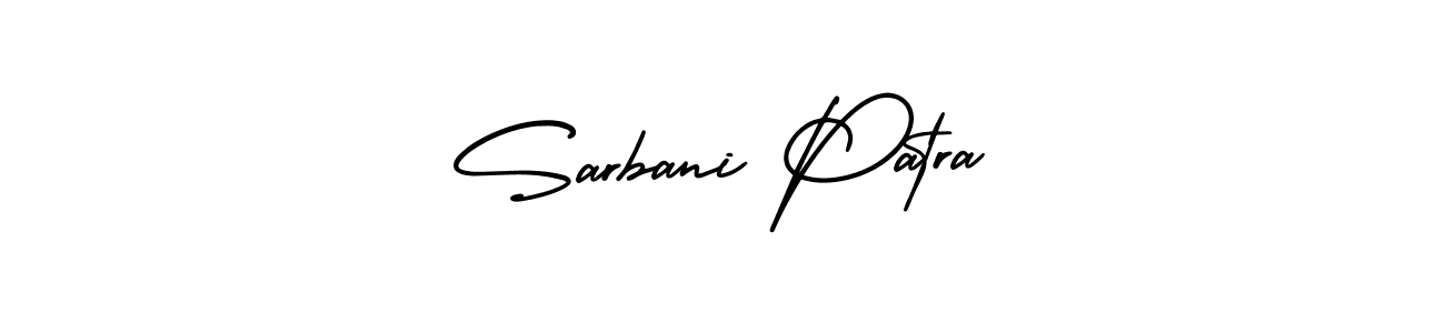 The best way (AmerikaSignatureDemo-Regular) to make a short signature is to pick only two or three words in your name. The name Sarbani Patra include a total of six letters. For converting this name. Sarbani Patra signature style 3 images and pictures png