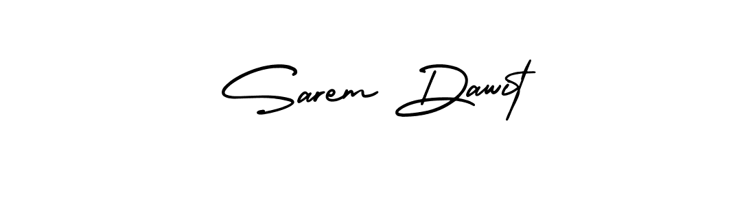 The best way (AmerikaSignatureDemo-Regular) to make a short signature is to pick only two or three words in your name. The name Sarem Dawit include a total of six letters. For converting this name. Sarem Dawit signature style 3 images and pictures png